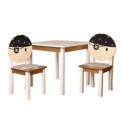 China Factory direct sale kids boys children furniture modern wooden sturdy pirate construction wooden children's table and chair set study table for sale