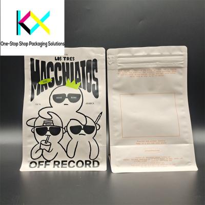 China Customized Logo Flat Bottom Box Pouches Recyclable Coffee Bags With Valve for sale