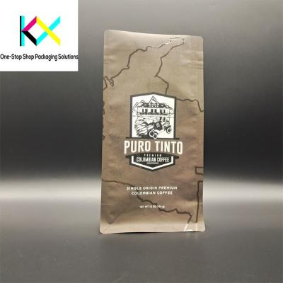 China Customized Logo Flat Bottom Box Pouches Coffee Bags With Valve 130um for sale