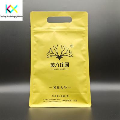 China Flat Bottom Recyclable Packaging Bags PE Stand Up Tea Pouches for sale