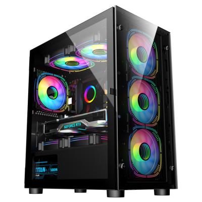 China Custom Desktop CPU RGB Table ATX PC Gaming Computer Glass Cases and Full Towers Cover Desktop Cases for sale