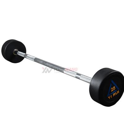 China Hot Selling Fixed Rubber Coated Barbell Fitness Weight Lifting Barbell Fitness Equipment Rubber Covered Gym Dumbbell for sale