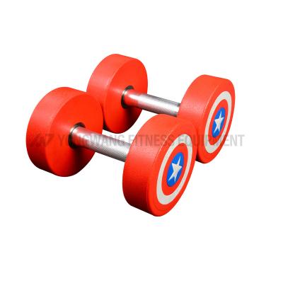 China Dumbbell Factory Sales PU Rubber Covered Dumbbell For Bodybuilding Fitness for sale