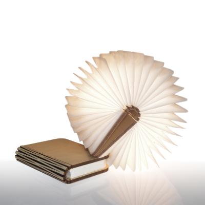 China Change Colors Equantu Book Lamp Folding Walnut Book Night Light Lamp With Dupont LED USB Table Book Paper Lamp for sale