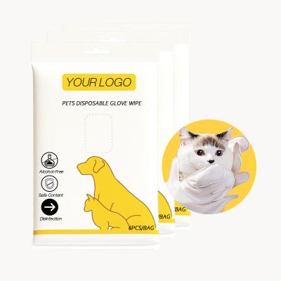 China Dog Glove Plain Weave Cleaning Cloths Pet Grooming Gloves for Cats Dogs Finger Pet Disposable Cloths for sale