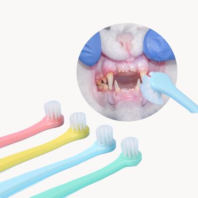 China Stocked Small Bristle Brush Effective Soft Soft Head Pet Toothbrush For Dog Cat Kitten Dental Health Cat Toothbrush for sale