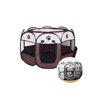 China Foldable Portable Dog Stored Cat Indoor Outdoor Travel Camping Pet Playpen Use Octagonal Fence Pet Tent House for sale