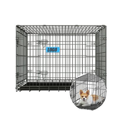 China High Quality Pet Stored Supplies Single and Double Door Raised Kennel Cage Metal Folding Pet Crate for sale