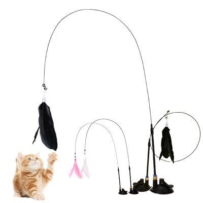 China Cat Feather Wand Toys Interactive Stored for Cat Kitten Scratching Exercise Indoor Cat Puzzle Toy for sale