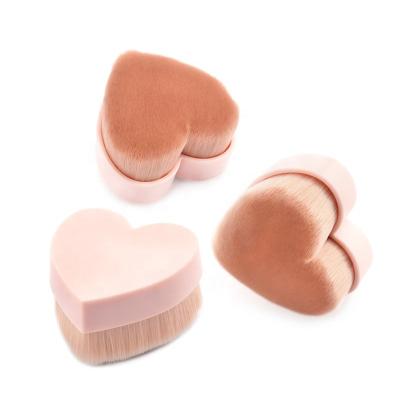 China Angular Blush Melason Synthetic Bristle Custom Pink Hair Heart Shape Single Kabuki Makeup Brush Private Label Brush Factory for sale