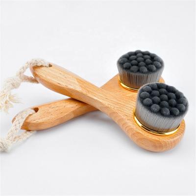 China For Home Use Melason High Quality Soft Wooden Handle Long Face Cleansing Brush For Deep Pore Cleansing Massage Skin Care Face Wash Brush for sale