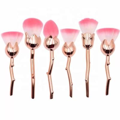 China Angular Blush New Arrival 6pcs Custom Makeup Brush Set Rose Flower Shape Fashionable Design by Melason Professional for Christmas Gifts for sale