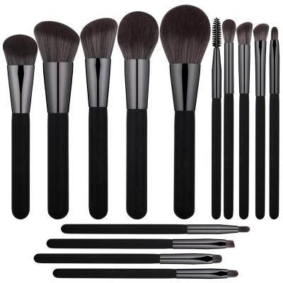 China Angular Blush Melason Wholesale 14 Pcs Personalized Black Synthetic Custom Kabuki Makep Brush Set High Quality Beauty Tools Brush Supplier for sale