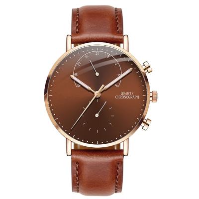 China Alarm Tan Genuine Leather Bands Custom Your Own Logo Private Label Watches for sale