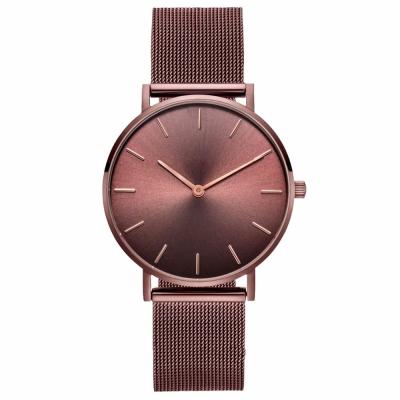 China Fashion Women's Automatic Date Mesh Band Analog Quartz Wrist Watch Luxury Ladies Watch Women Dress Reloj Mujer Coffee Watch for sale