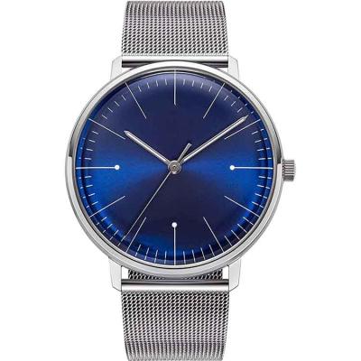 China Alarm Fashion Men's Quartz Watches Minimalist Wrist Watch Mesh Steel Waterproof Men Watch Thin Casual for sale