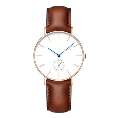 China Wholesale Unisex Genuine Leather Strap Chronograph Watch Custom Men's Wrist Watch for sale