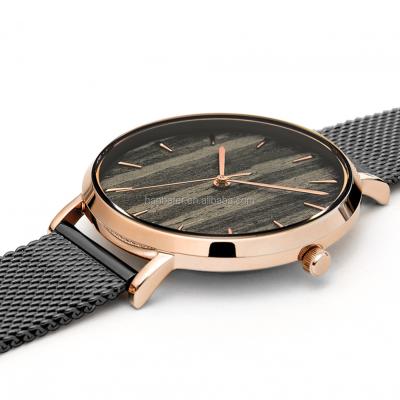 China Stainless Steel Luxury Handmade Leather Strap Alarm Fashion Minimalist Logo Watches Wood Bamboo Wood Custom Watch For Men for sale