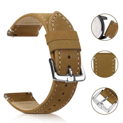 China New Fashionable Matte Surface Top Grain Cowhide Leather Watch Strap Band Genuine Leather Watchband With Quick Release for sale