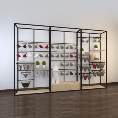 China New Fashion Design Custom Underwear Hanging Clothes Show Rack Clothing Retail Display Rack for sale