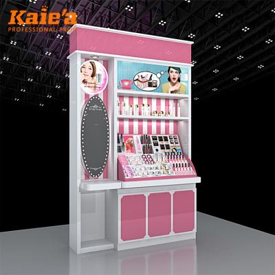 China Unique Excellent Wooden Cosmetic Display Beauty Kiosk Cosmetic Product Display Stands for sale