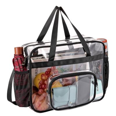 China Waterproof Clear Bags Stadium Approved See Through Tote Bag Shoulder Strap Large Clear Bag for sale