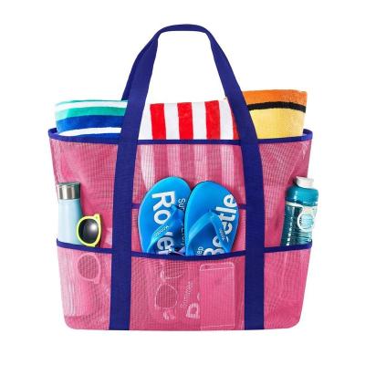 China Mesh Beach Bag Lightweight Market Grocery Picnic Toy Tote Summer Shoulder Bag Large Capacity Bathroom Viable Organizer for sale