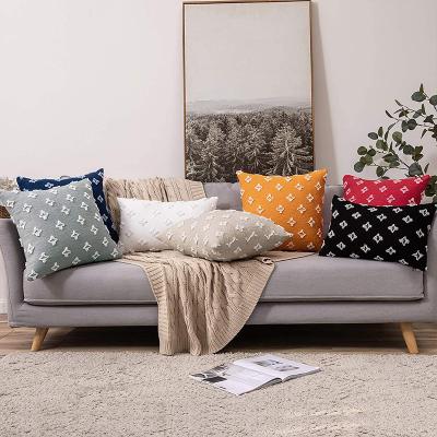 China New Style Soft Canvas Cushion Cover Decorative Pillow Covers With Macrame Embroidery for sale