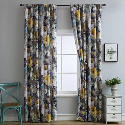 China Blackout Latest 2021Floral Printed Curtains For Living Room Window Drapes for sale