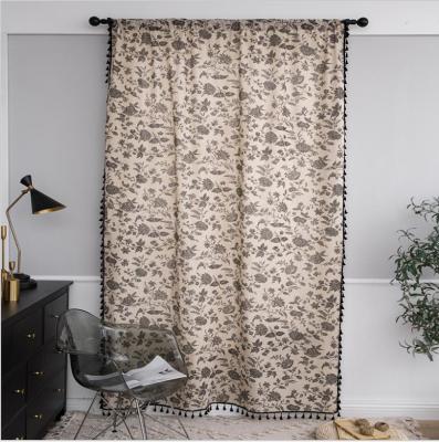 China Modern American Blackout Best Selling Curtains Styles Printed Blackout Curtain Fabrics With Tassel for sale