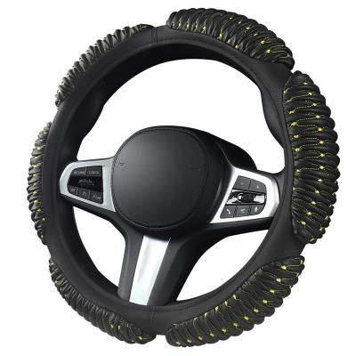 China 3D Leather Car Steering Wheel Covers Wear-resistant Non-slip Four-season Comfortable Experience for sale