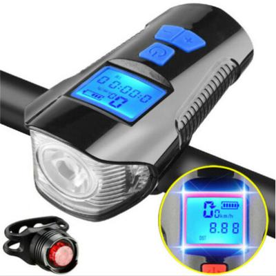 China Green Renewable Energy Lighting 5 Mode Usb Rechargeable Waterproof Led Bicycle Light With Horn And Speedometer Bicycle Accessories for sale