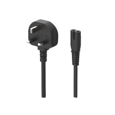 China UK home appliance PC power cable plug 2pin kettle UK pin hair straightener power cord for sale