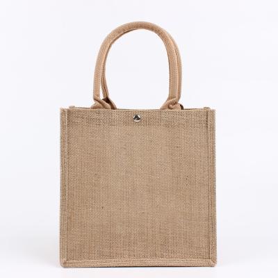 China Wholesale Custom HOT SALE Logo Printed Reusable Laminated Jute Eco Reuse Natural Shopping Bag Tote Fashion Style for sale