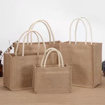 China HOT SALE Eco Friendly Custom Printed Laminated Reusable Logo Jute Bag Tote Fashion Style Recycle Natural Shopping Foldable for sale