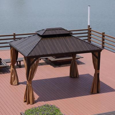 China Morden Garden Furniture Metal Modern High Quality Aluminum Hardtop Galvanized Roof Gazebo for sale