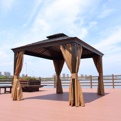 China Outdoor Modern Furniture Patio Canopy Polycarbonate Sheet Garden PCB Gazebo With Side Curtains for sale