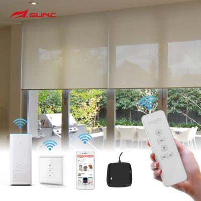 China Electric Blackout Wifi Home Control Blackout Integration Roller Shades With Fabric Motorized Roller Shades for sale