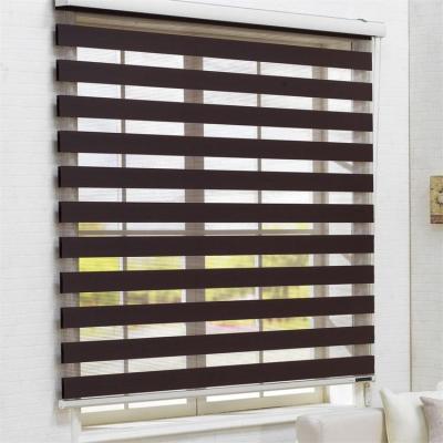 China Eco-friendly SUNC Eco-friendly PVC+Polyester Horizontal Zebra Double Layer Roller Blind Shades for sale