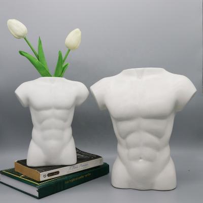 China Eco-friendly hot sale modern female body vase nude ceramic flowers for home for sale