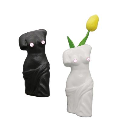 China Eco-friendly table decoration lady body shape ceramic flower vase for sale for sale