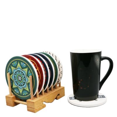 China Sustainable Drink Coasters With Holder Ceramic Drink Coaster For Table Protection for sale