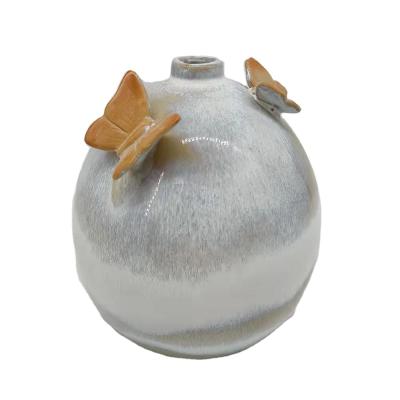 China Eco-friendly rustic home decoration ceramic flower vase, antique decorative vase for sale