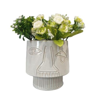 China Hot Sale Eco-friendly Ceramic Vase Dry Flower Home Decoration White Ceramic Vase for sale