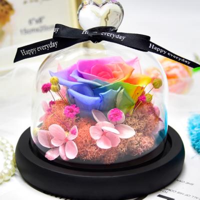 China 100% natural fresh flower real Rose Flower Gift Preserved Real single Rose Eternal Rose Flower in glass dome decor for bedroom home for sale