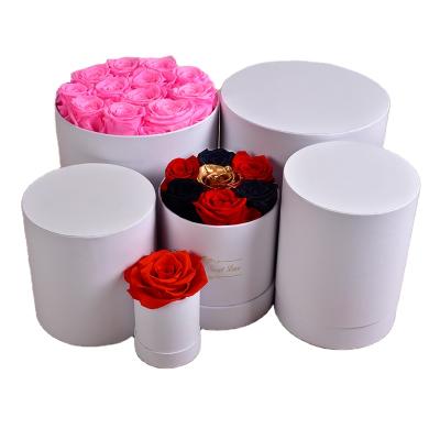 China Green Environmental Protection Logo Immortal Infinity Eternal Forever Customized Stabilized Rose Flower Preserved Roses In Round Box for sale