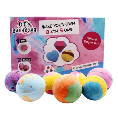 China Hot Sale Lovely+Customized Private Label Handmade Fizzy Colorful Bubble Ingredients Organic Craft Bath Bomb Making Set Kit Gift For Kids for sale