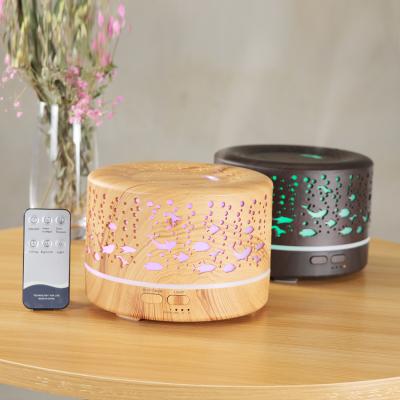 China Newest Wooden Car Grain 400ml Home Aroma Air Humidifier 7 Colors LED Remote Control Lights Ultrasonic Essential Oil Fragrance Diffuser for sale