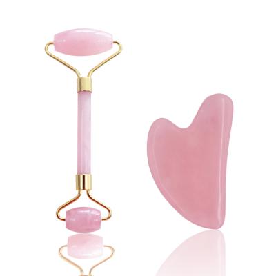 China High Quality Face Beauty Facial Massager Set Quartz Jade Roller Stone Massage Tools Gua Sha Set Jade Roller Kit For Face Lifting Firming for sale