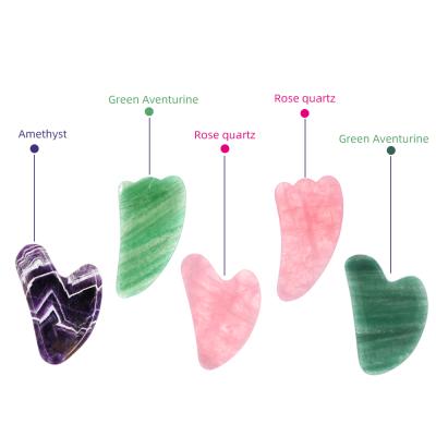 China Heart-shape natural stone face gua skin care private label massage tools jade gua scraping sha for sale